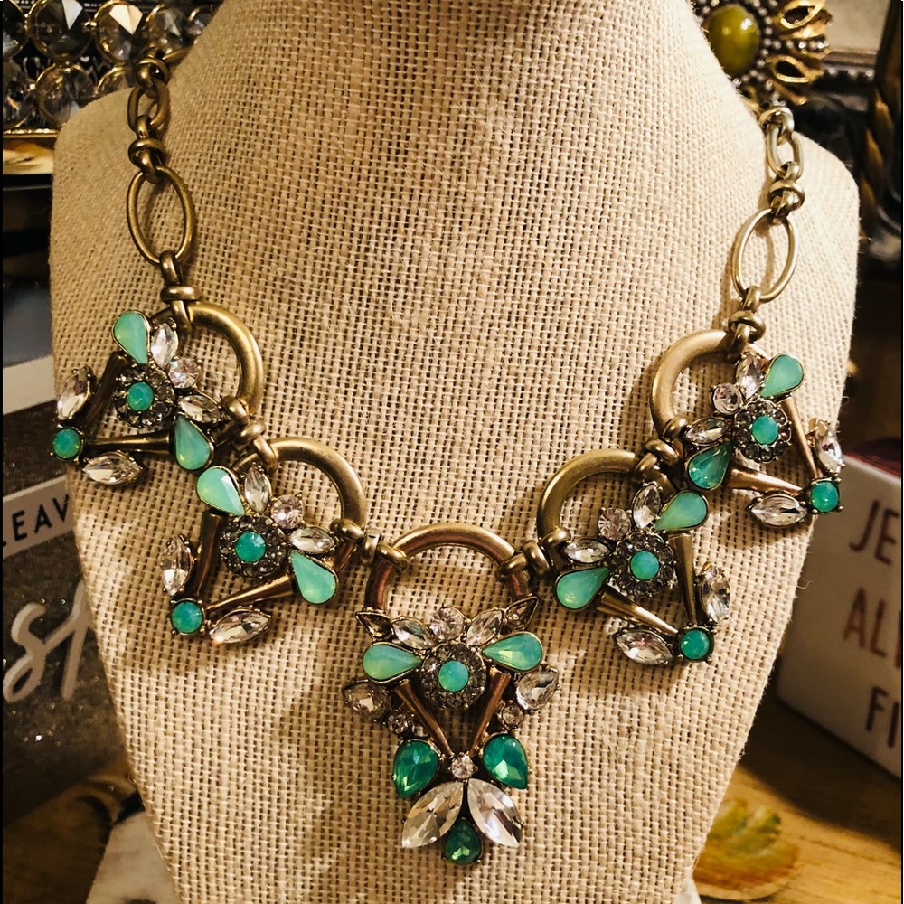 aqua green crystal necklace
